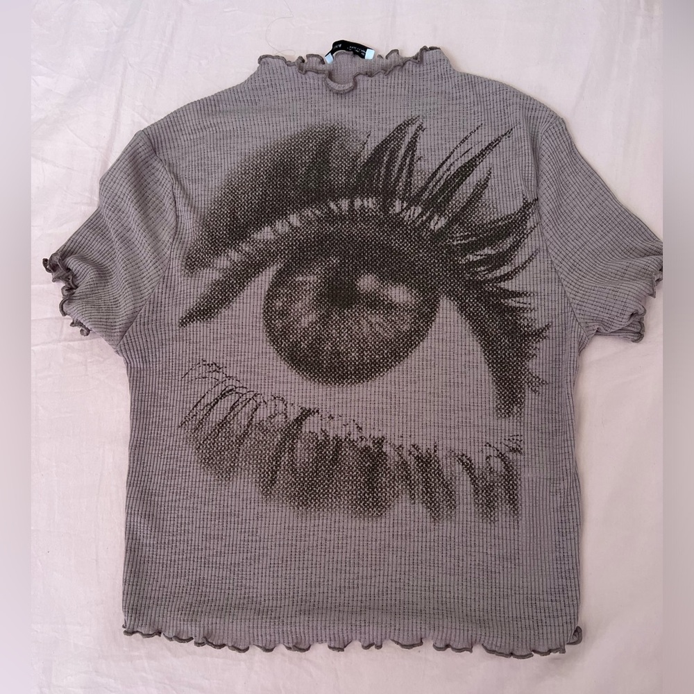 Bershka eye lettuce trim top